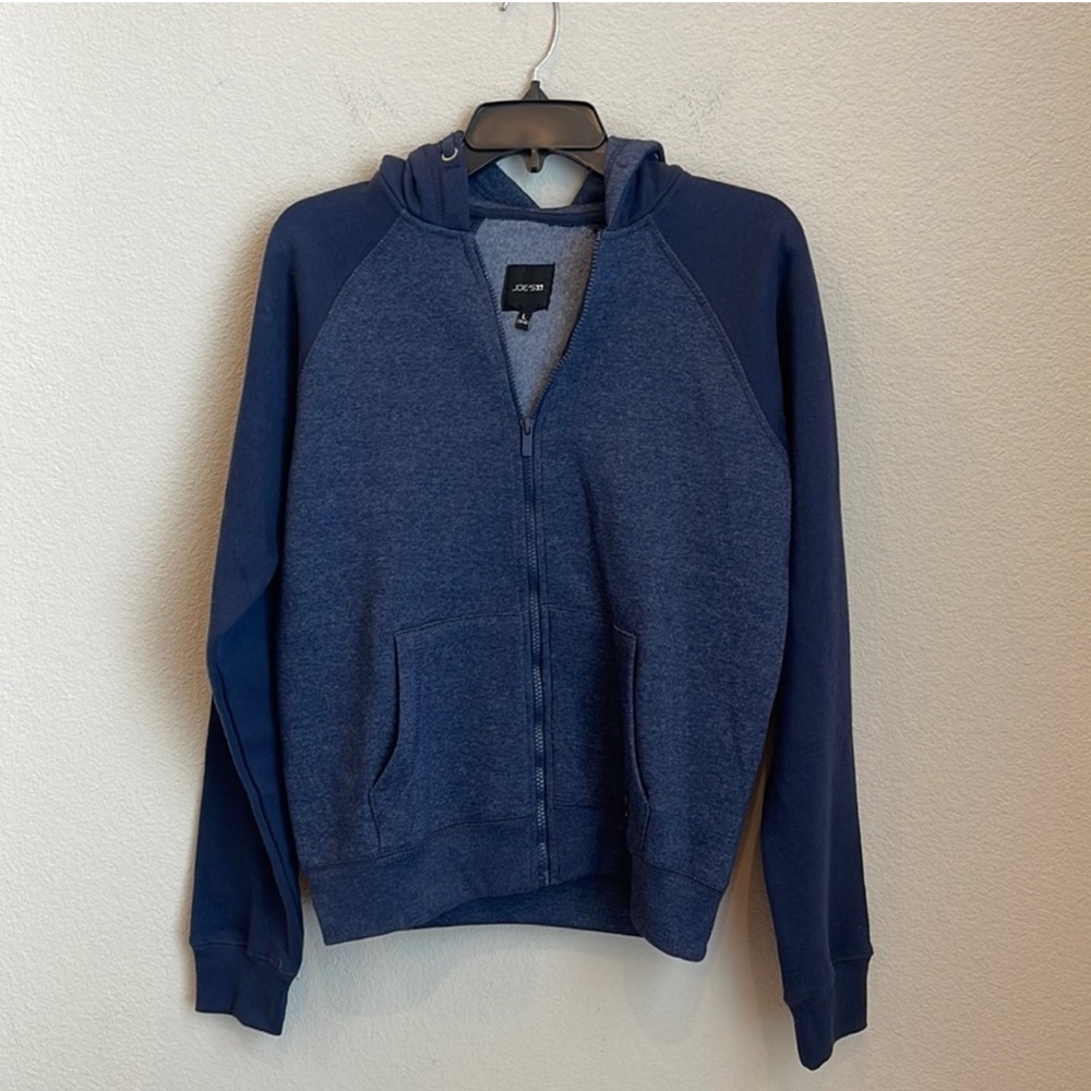 NWOT Joe’s Jeans Navy Fleece Lined Zip Front Hoodie Size Large